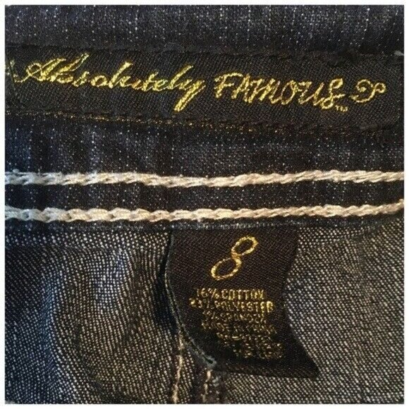 Absolutely Famous Skinny Jeans Women Size 8 Dark Wash Stretch Embroidered Pocket - Picture 4 of 5